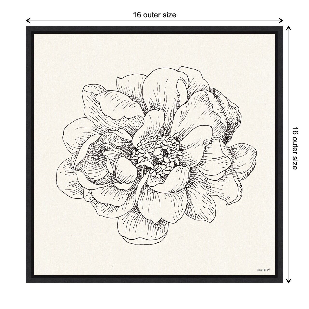 Pen and Ink Florals IV by Danhui Nai Canvas Wall Art Print Framed